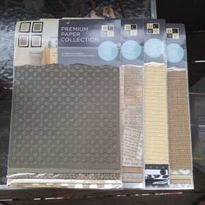 4Pc. - DCWV - Premium Paper Collection - 8.5×11" Burlap, Glitter, Foil, Kraft +